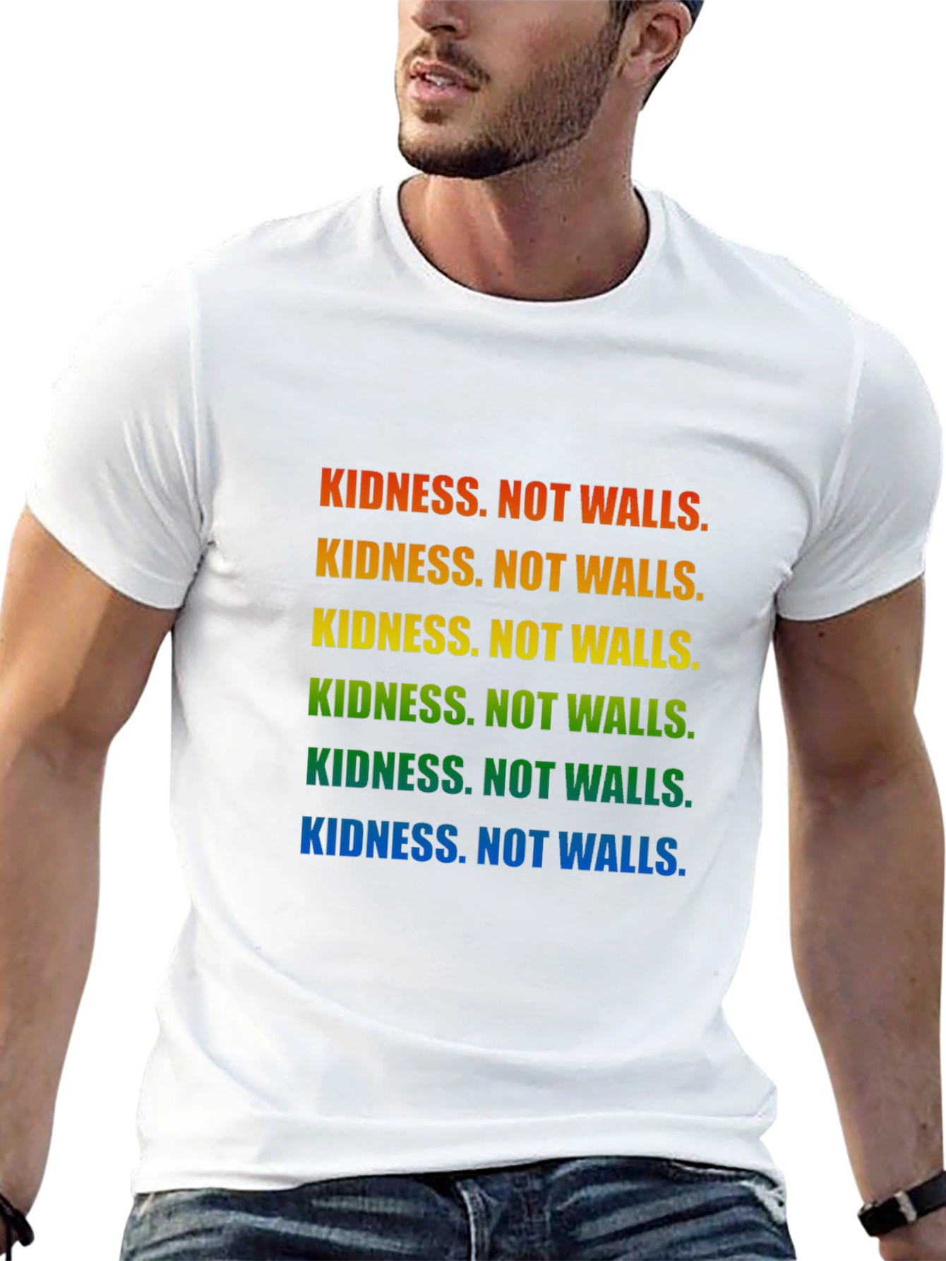 Kindness Not Walls Rainbow T-Shirt
