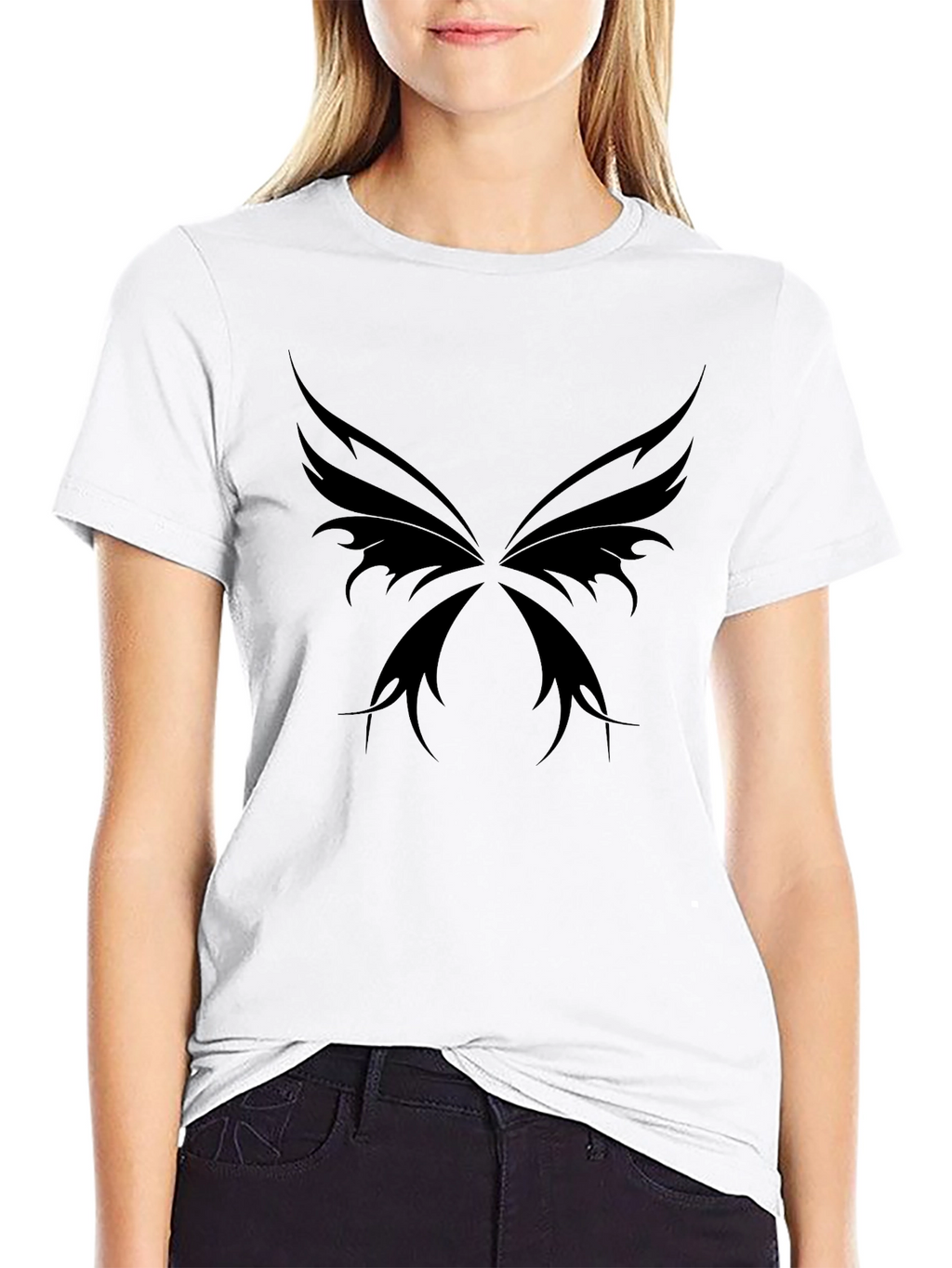 Gothic Butterfly Wing Graphic Black T-Shirt