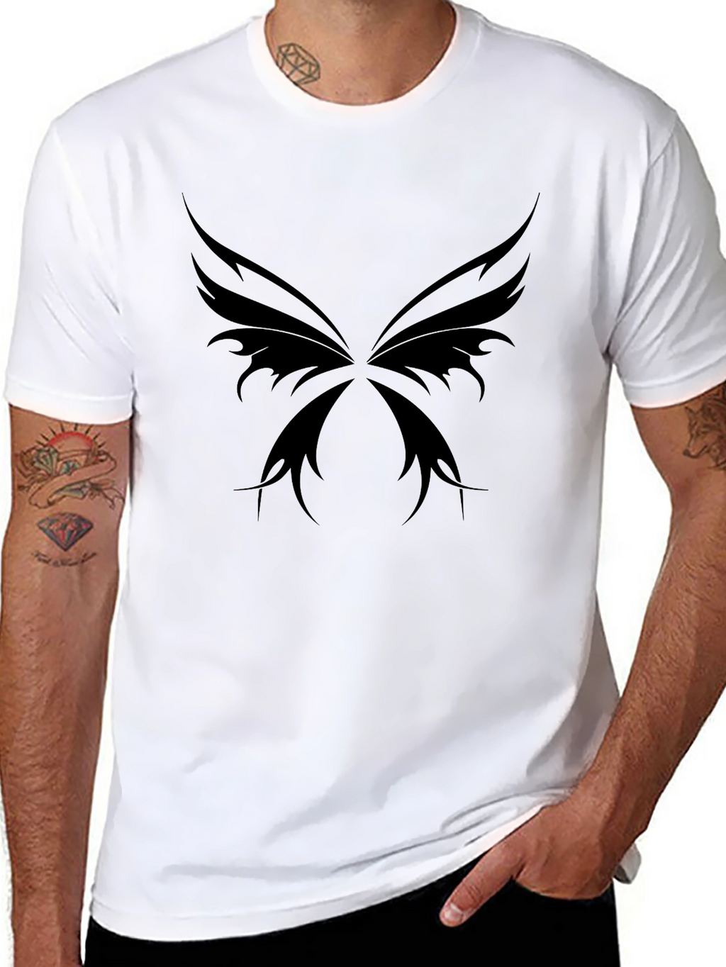 Gothic Butterfly Wing Graphic Black T-Shirt