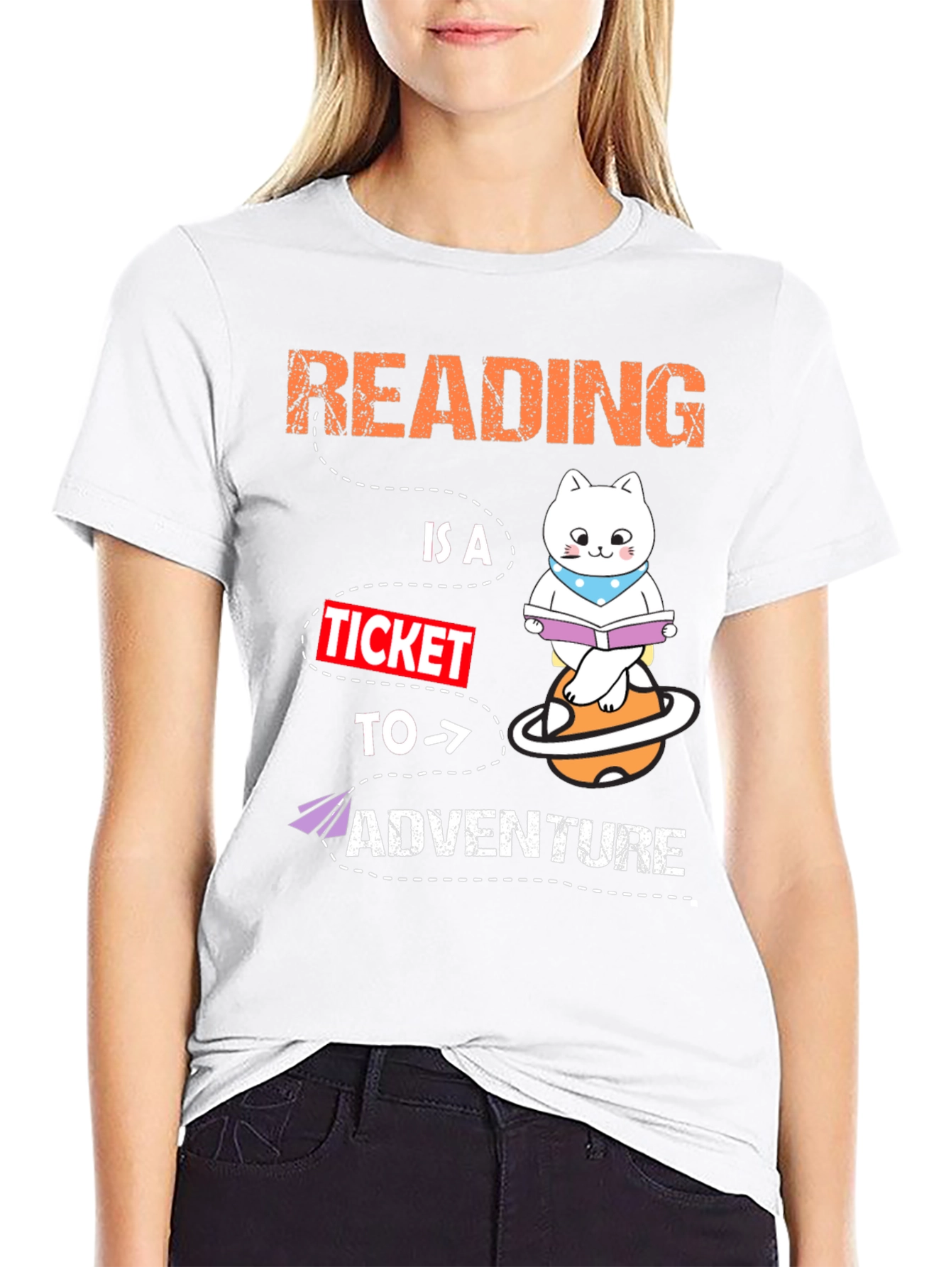 Reading Adventure T-Shirt - Cat Planet Design