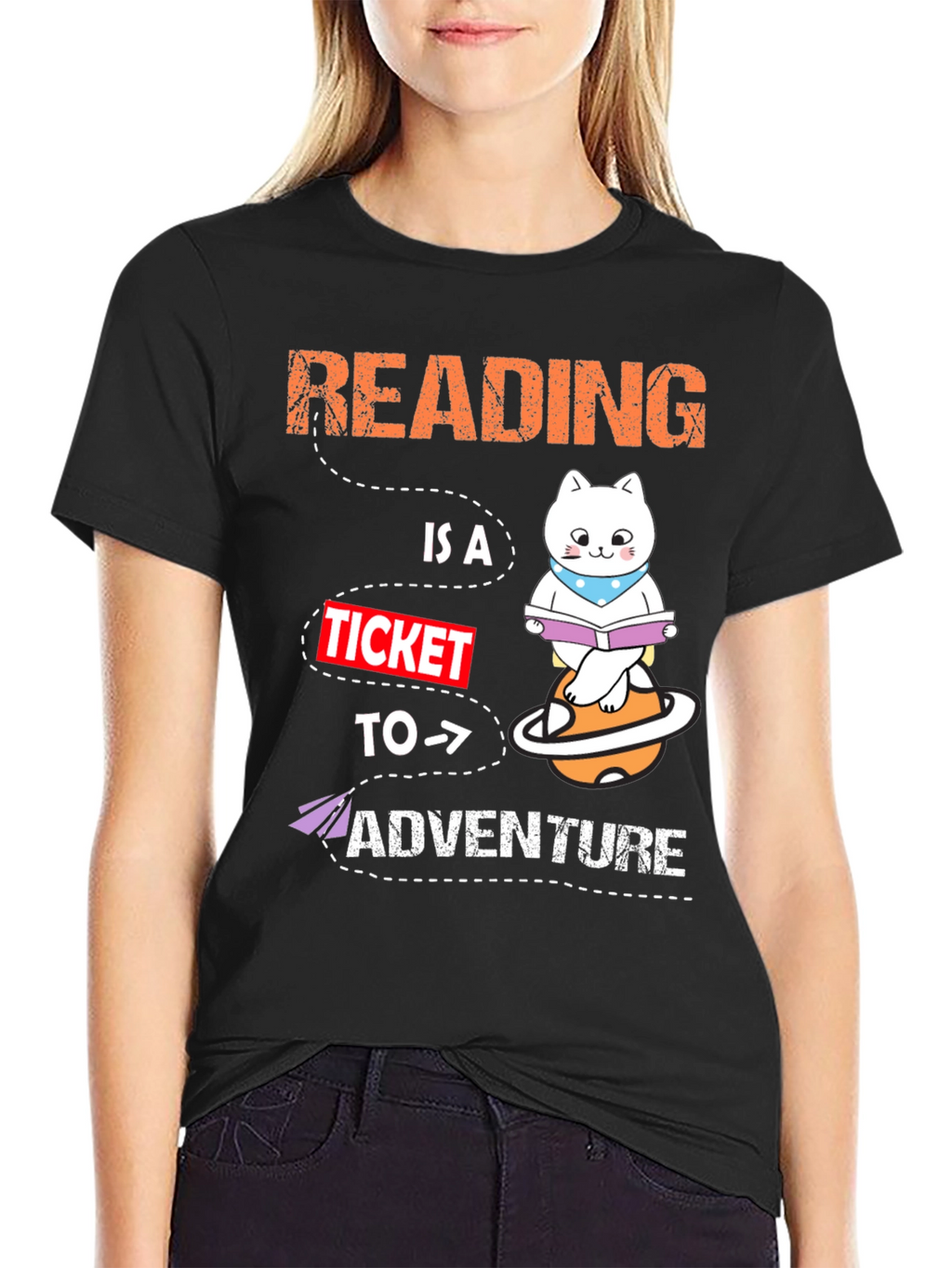 Reading Adventure T-Shirt - Cat Planet Design