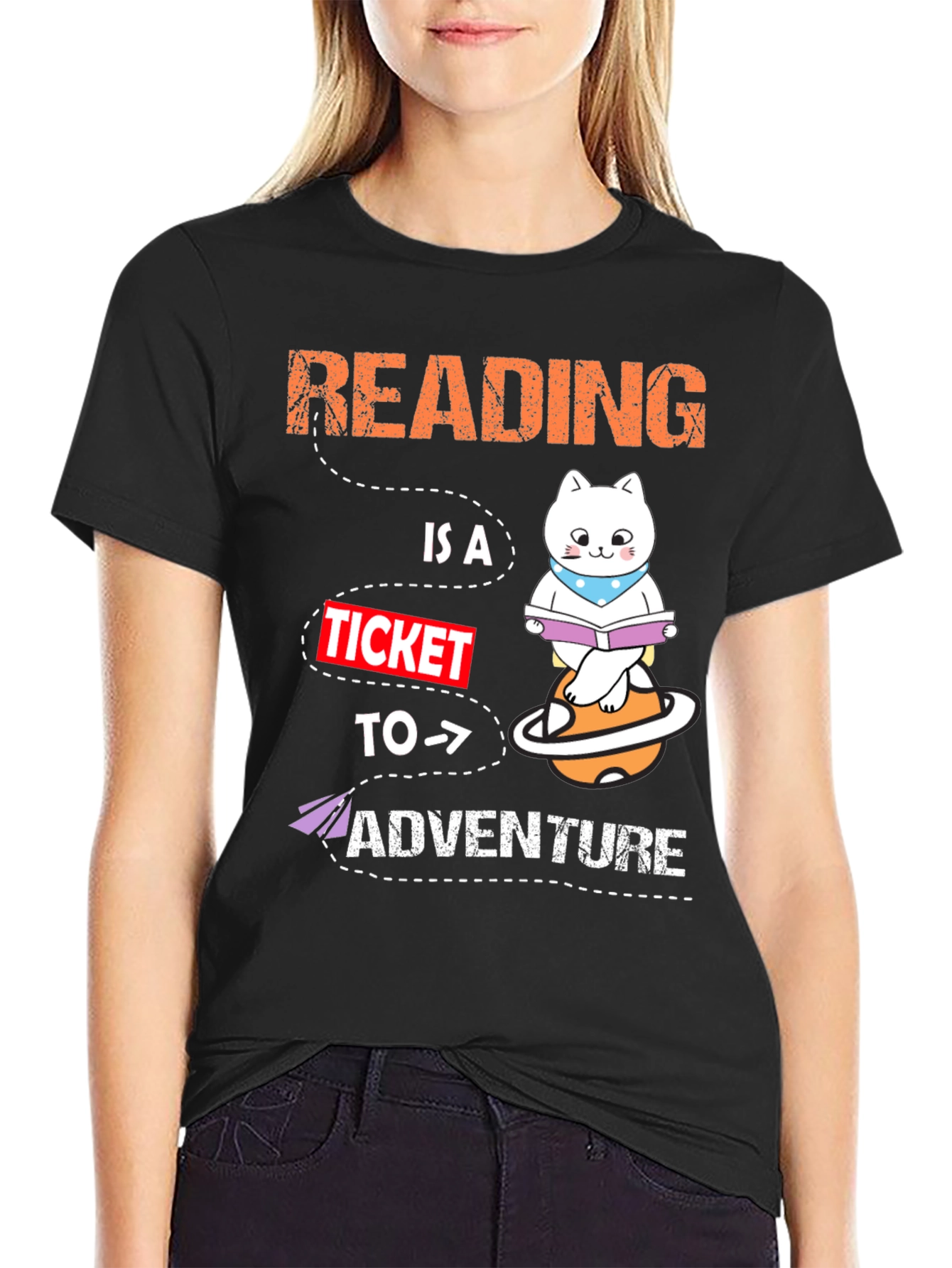 Reading Adventure T-Shirt - Cat Planet Design
