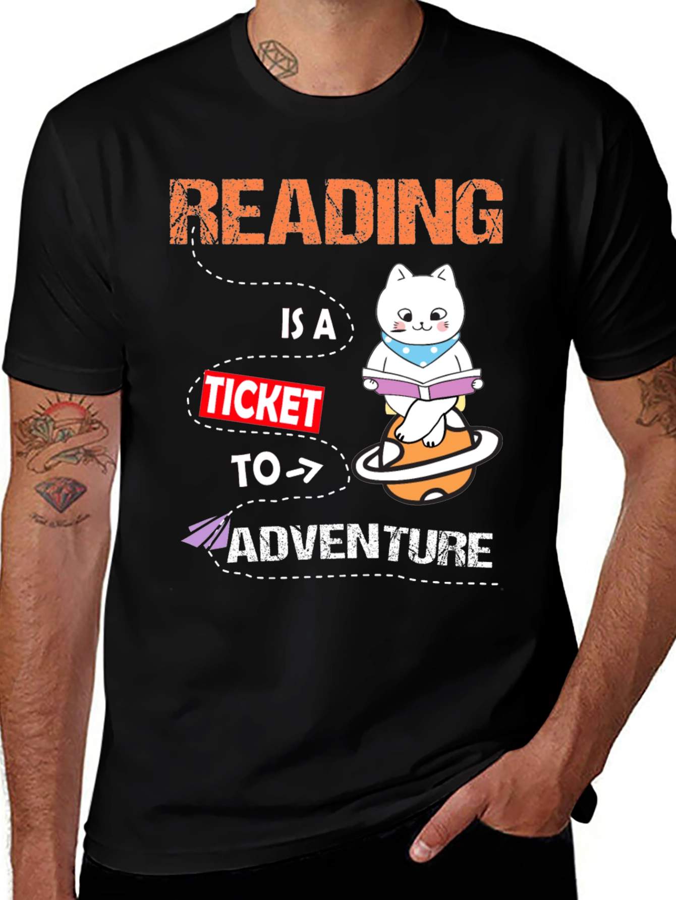 Reading Adventure T-Shirt - Cat Planet Design