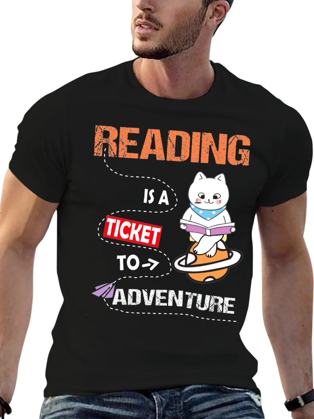 Reading Adventure T-Shirt - Cat Planet Design