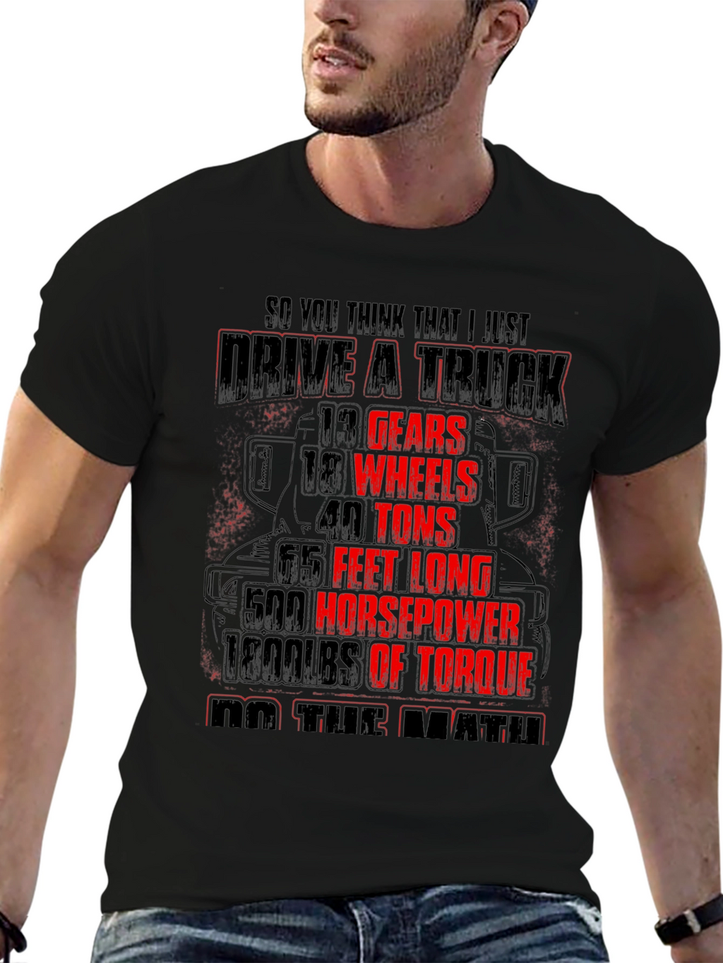 Drive a Truck Black T-Shirt for Men