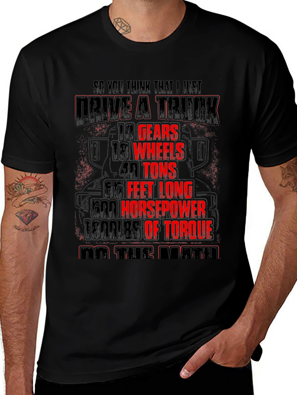 Drive a Truck Black T-Shirt for Men