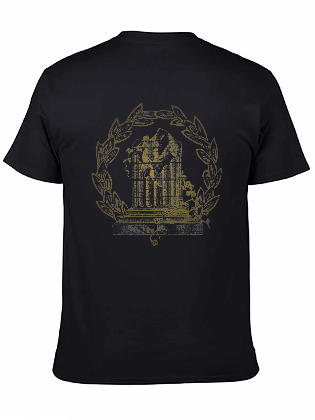 Antique-Style Print Black Graphic Tee