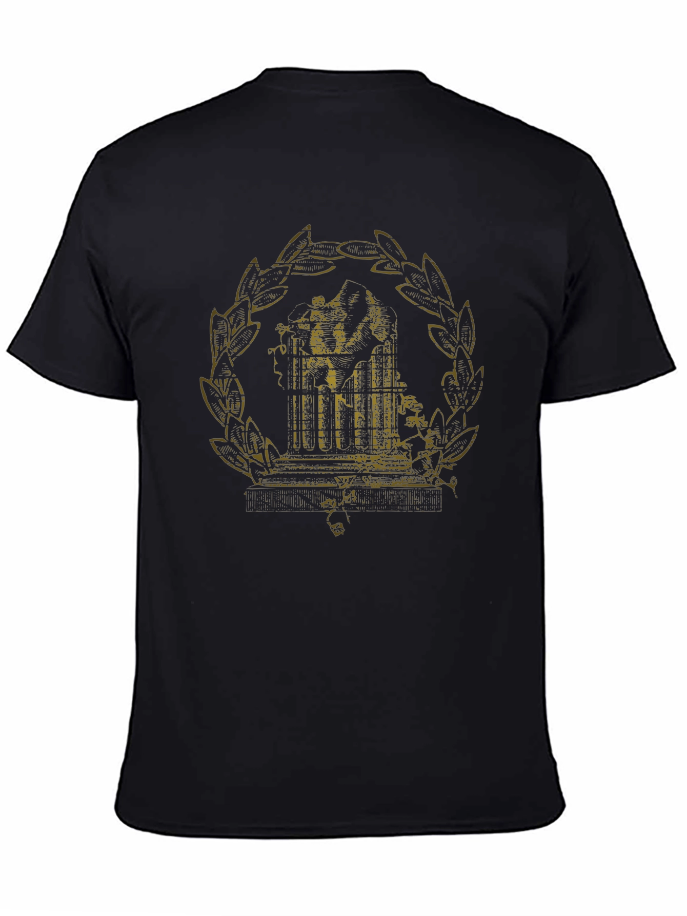 Antique-Style Print Black Graphic Tee