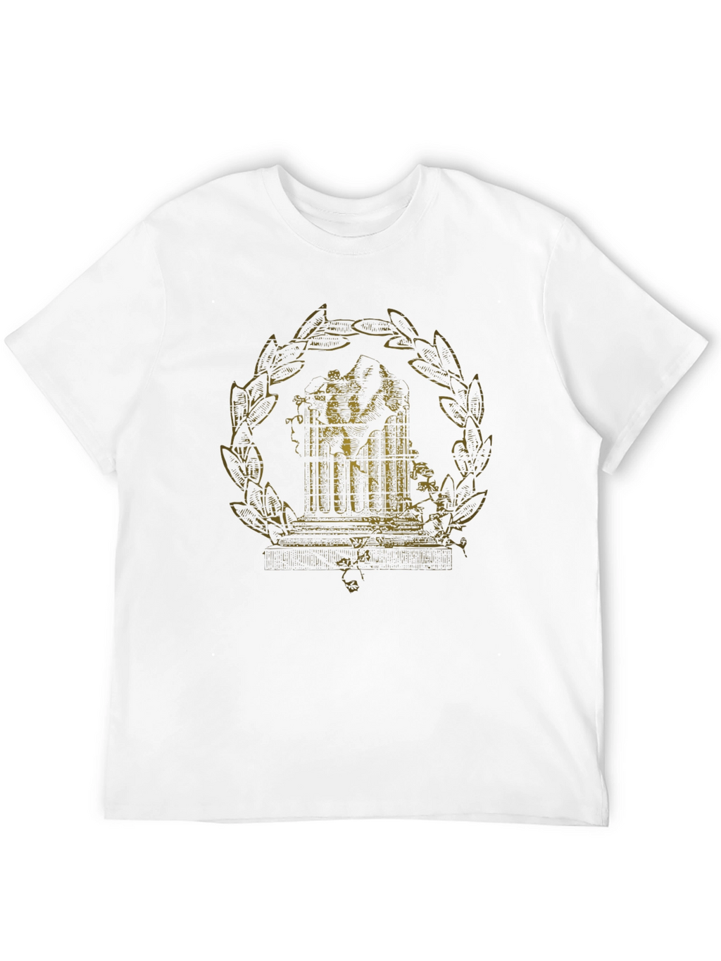 Antique-Style Print Black Graphic Tee
