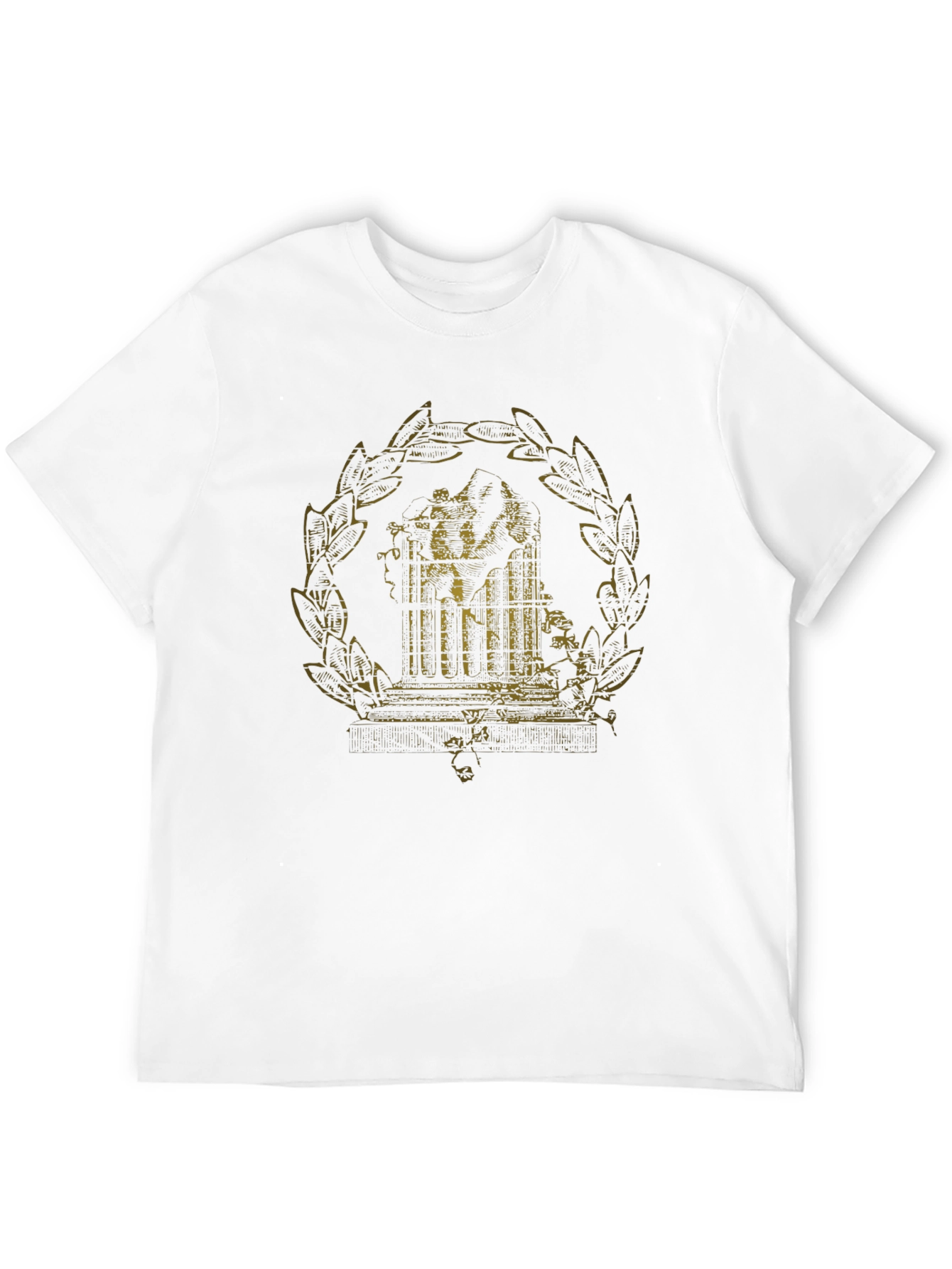 Antique-Style Print Black Graphic Tee