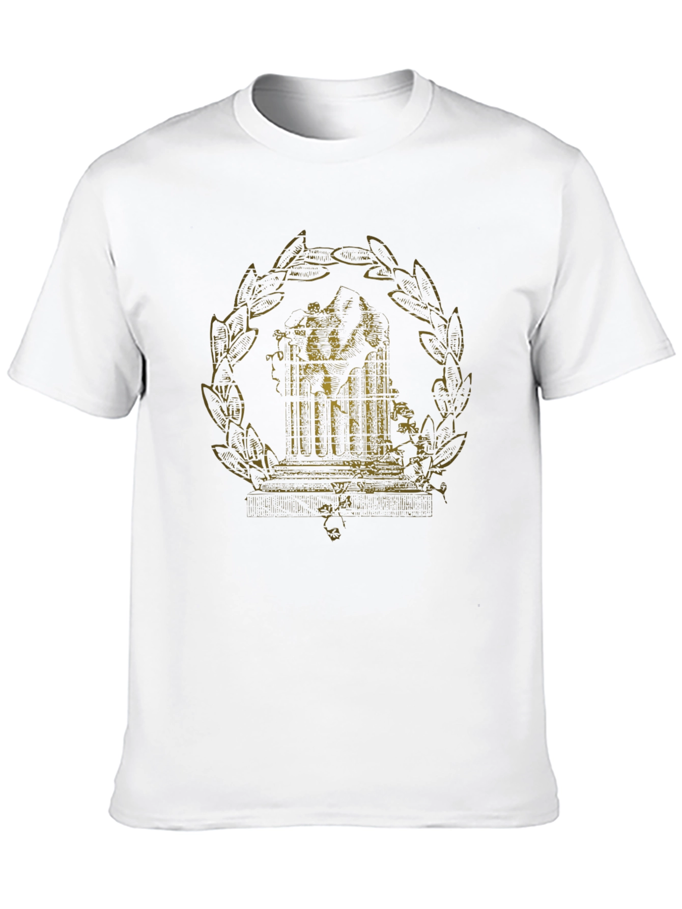 Antique-Style Print Black Graphic Tee