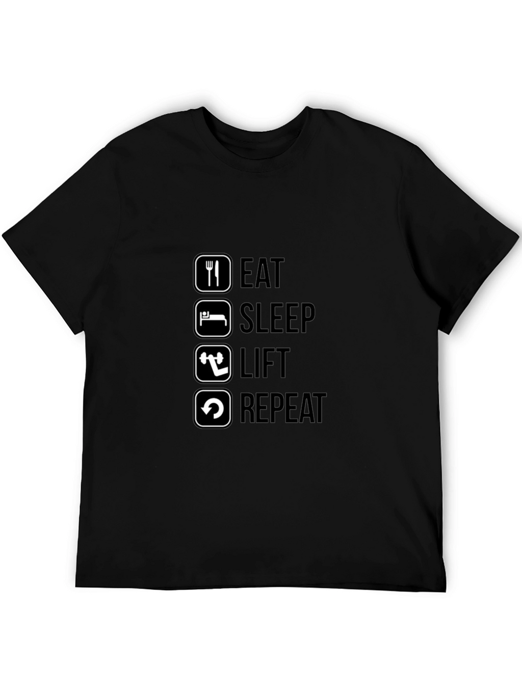 Eat Sleep Lift Repeat Black Graphic T-Shirt