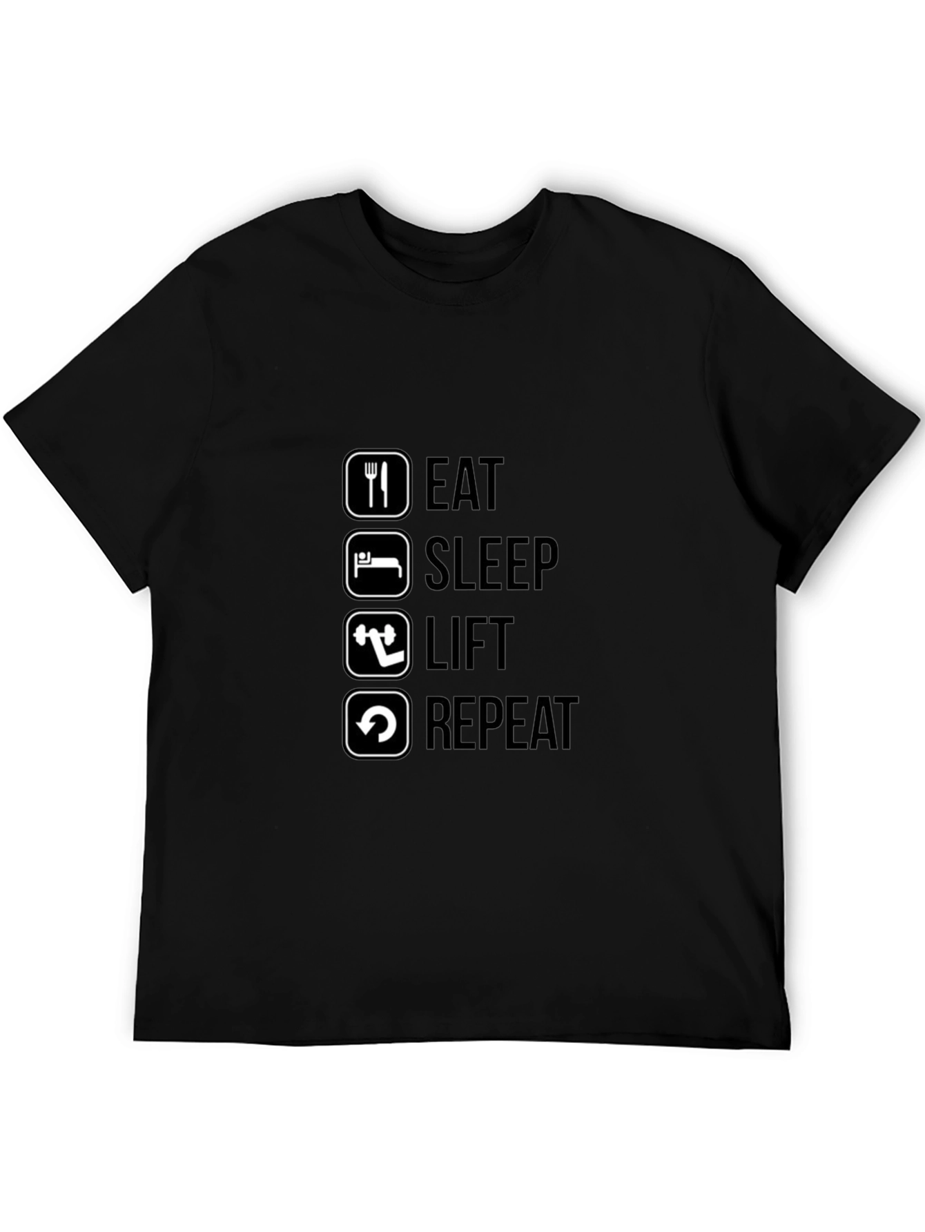 Eat Sleep Lift Repeat Black Graphic T-Shirt