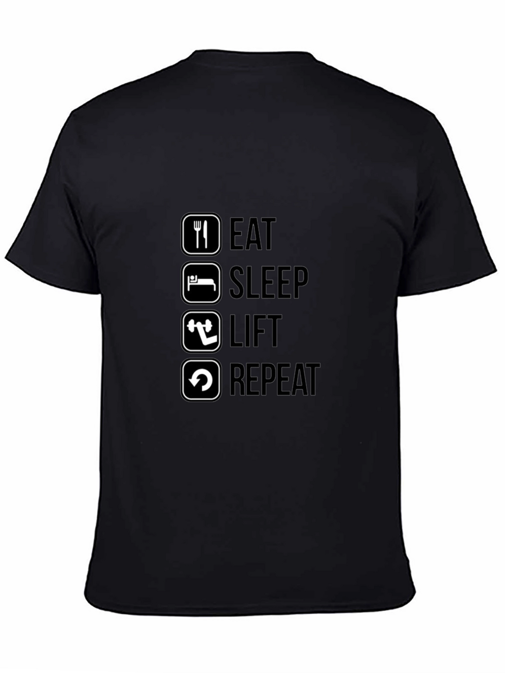 Eat Sleep Lift Repeat Black Graphic T-Shirt