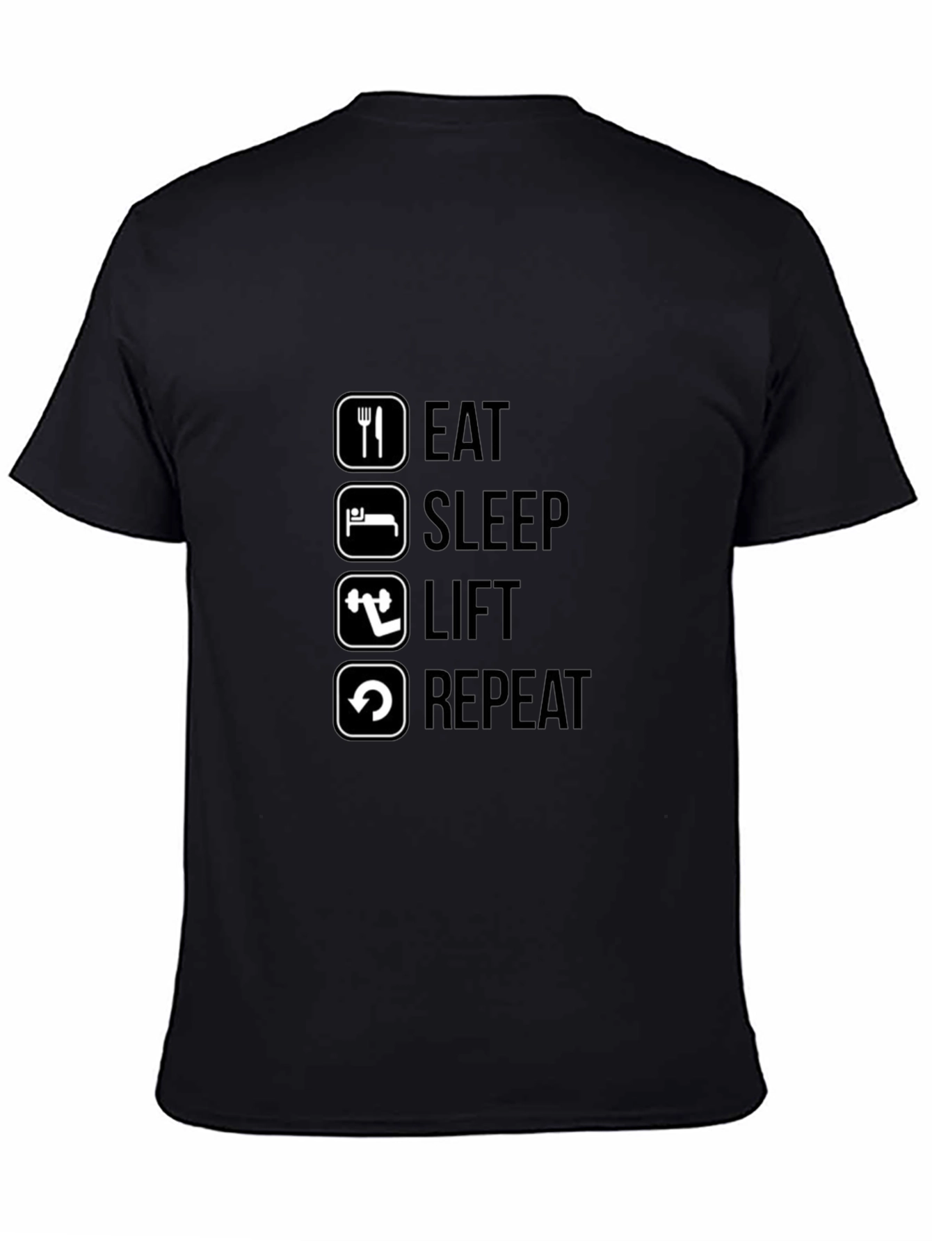 Eat Sleep Lift Repeat Black Graphic T-Shirt