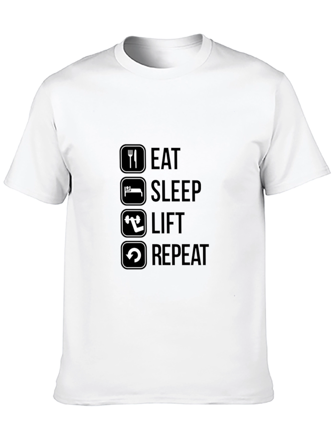 Eat Sleep Lift Repeat Black Graphic T-Shirt