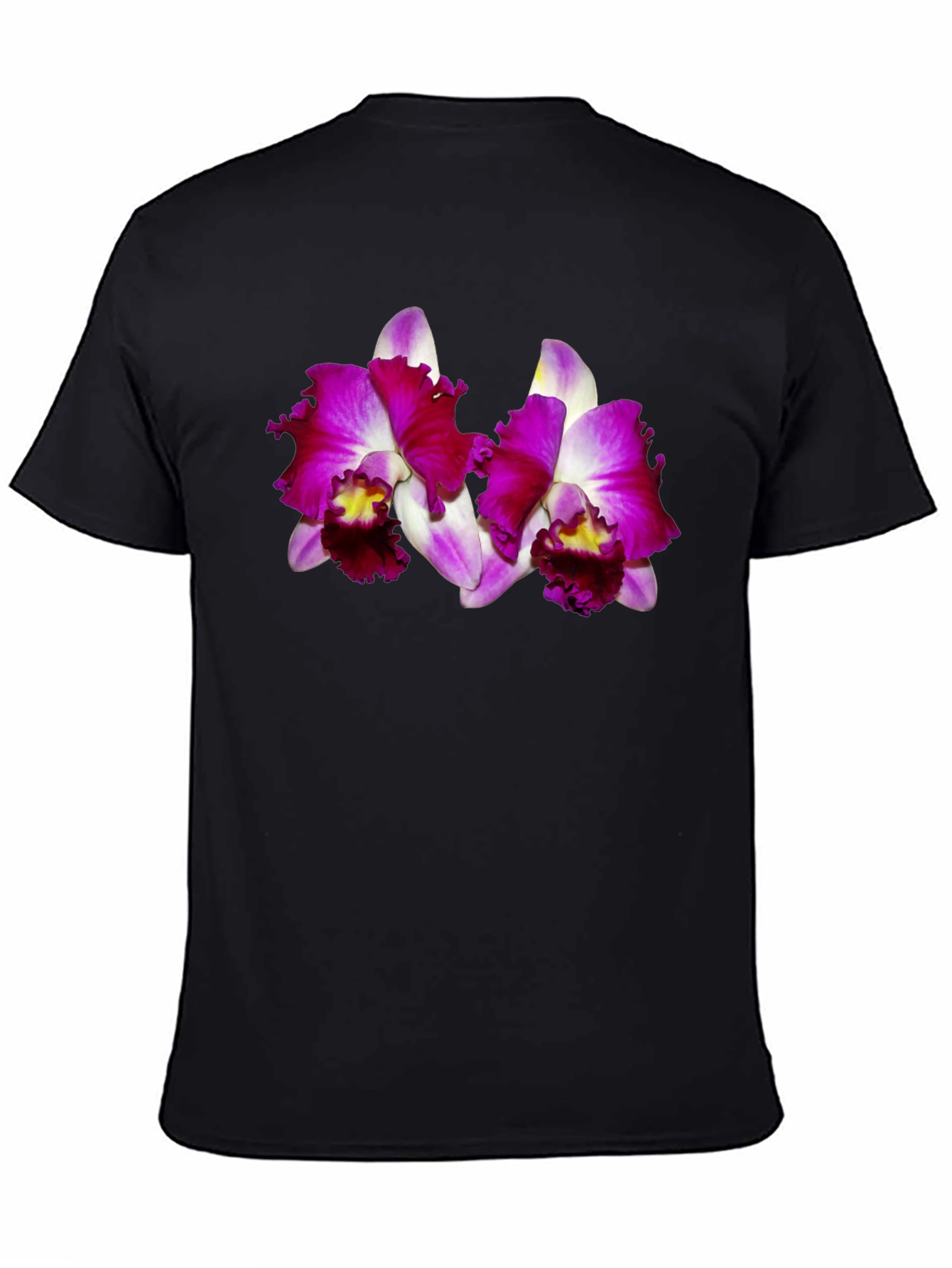 Orchid Graphic Tee - Bold Floral Black T-Shirt
