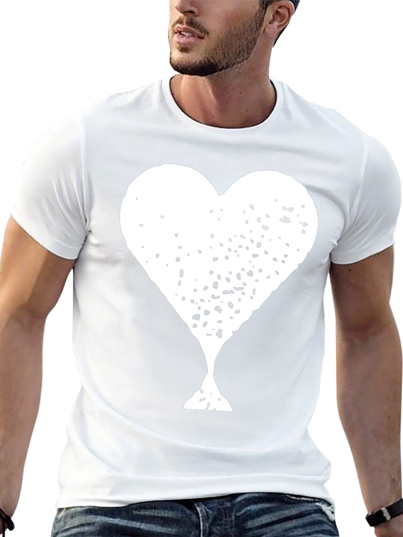 Distressed Heart Graphic Tee - Black Cotton Shirt