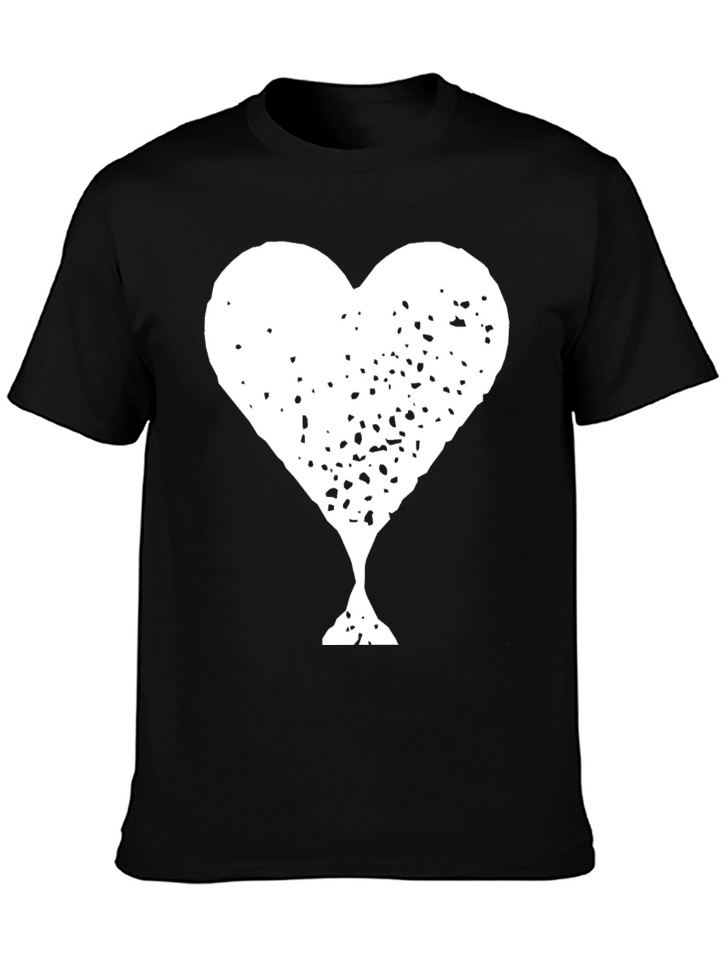 Distressed Heart Graphic Tee - Black Cotton Shirt