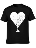 Distressed Heart Graphic Tee - Black Cotton Shirt