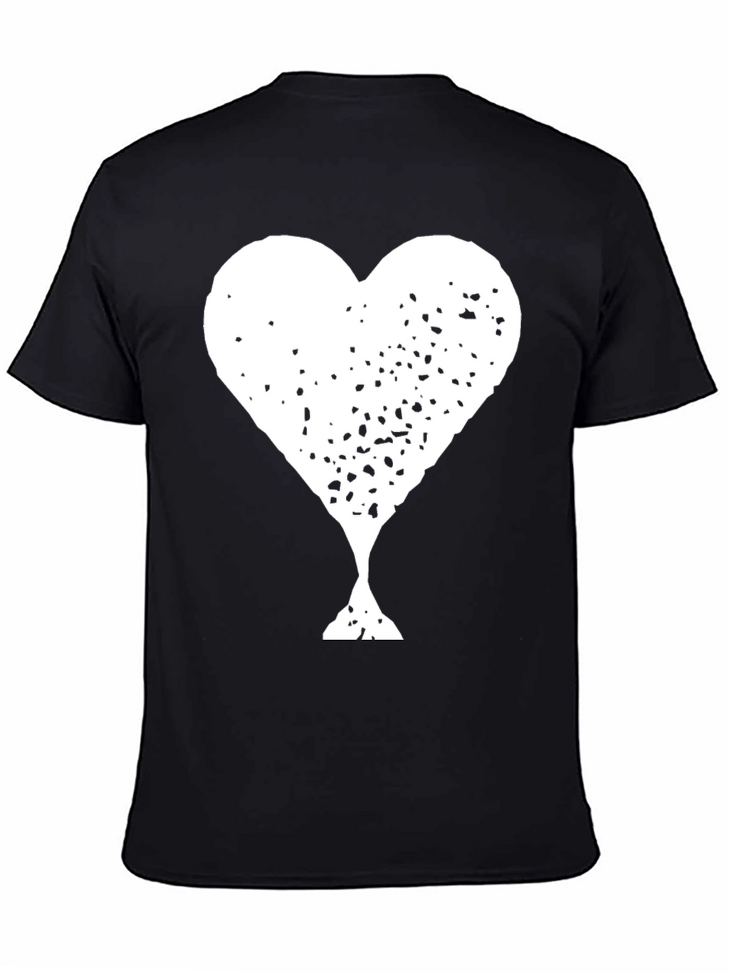 Distressed Heart Graphic Tee - Black Cotton Shirt