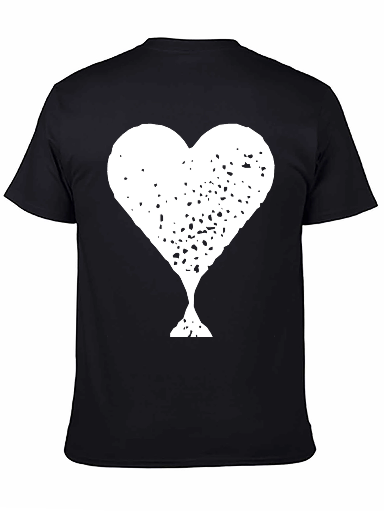Distressed Heart Graphic Tee - Black Cotton Shirt