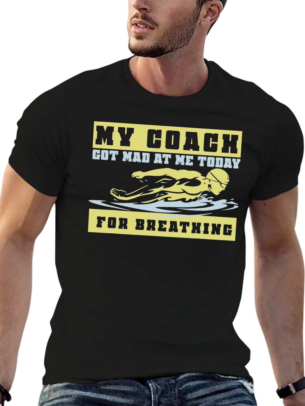 Funny Swimming Coach T-Shirt - Breathing Humor