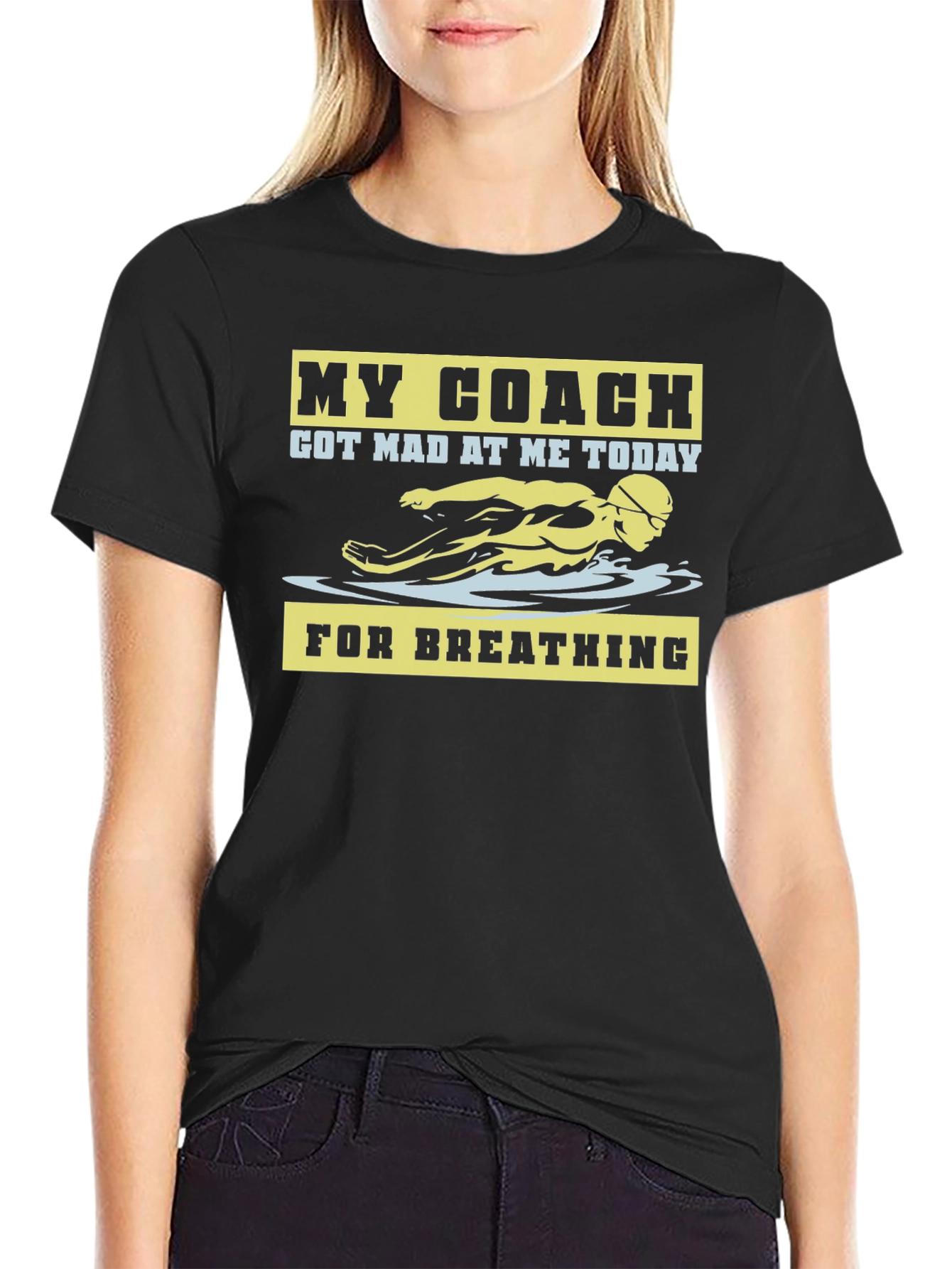Funny Swimming Coach T-Shirt - Breathing Humor