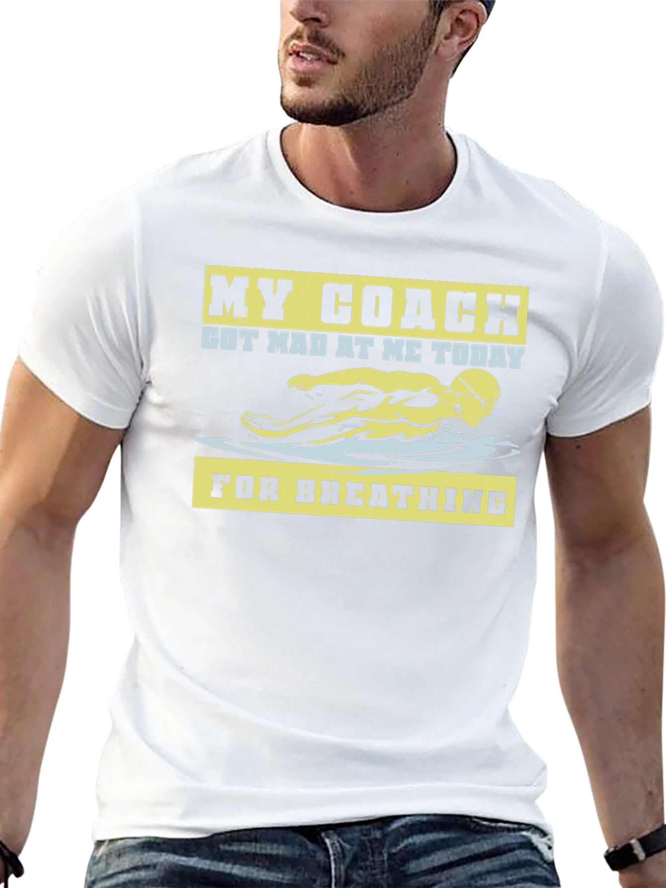 Funny Swimming Coach T-Shirt - Breathing Humor