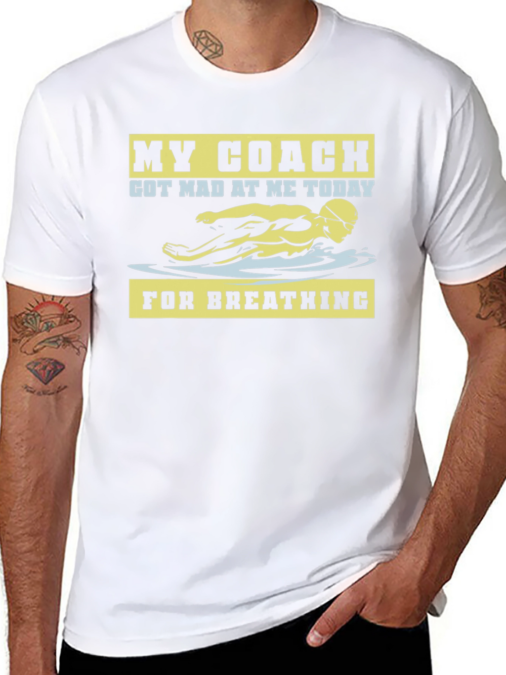 Funny Swimming Coach T-Shirt - Breathing Humor