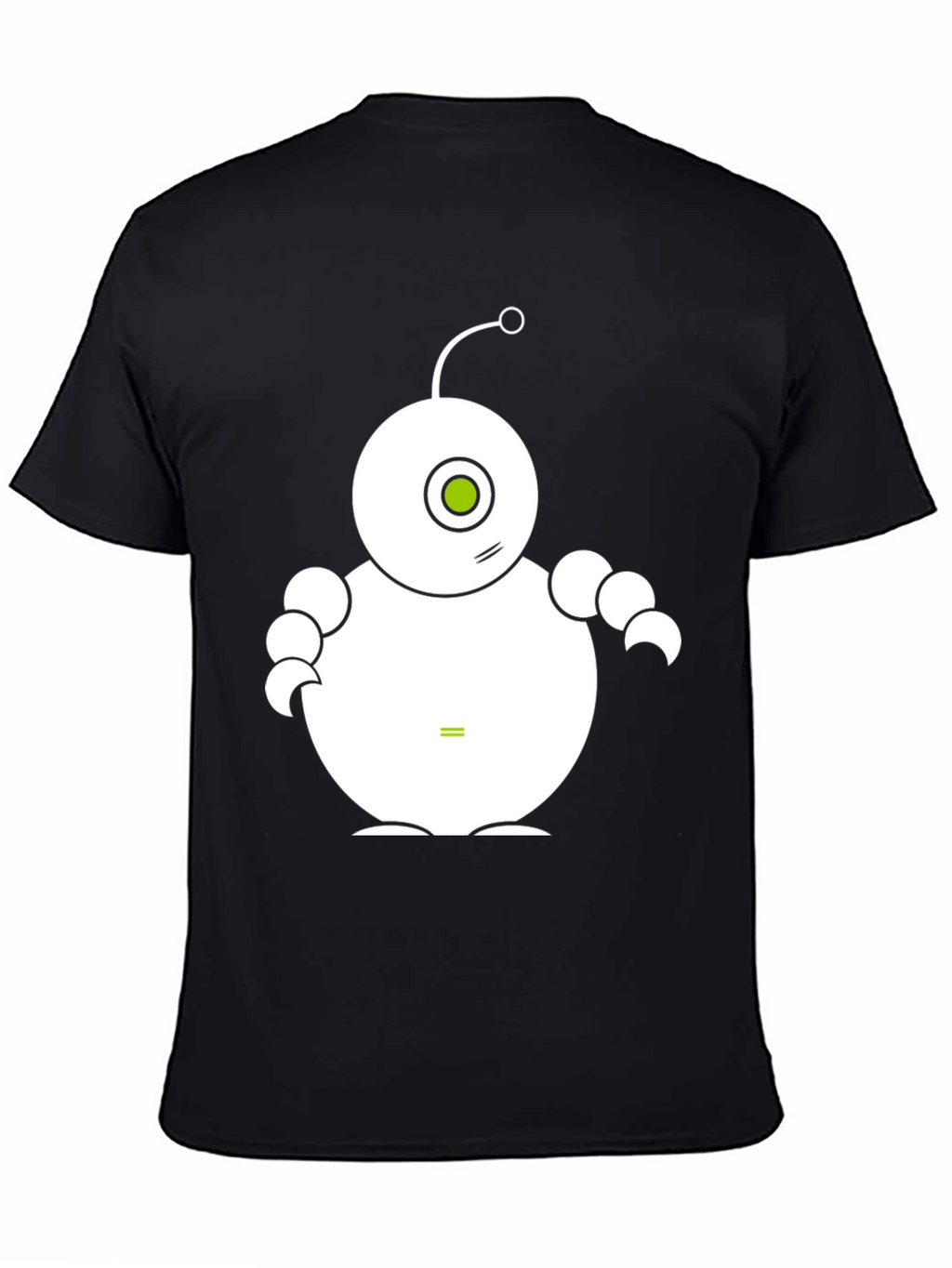 Cute Robot Graphic Tee - Black Cotton T-Shirt