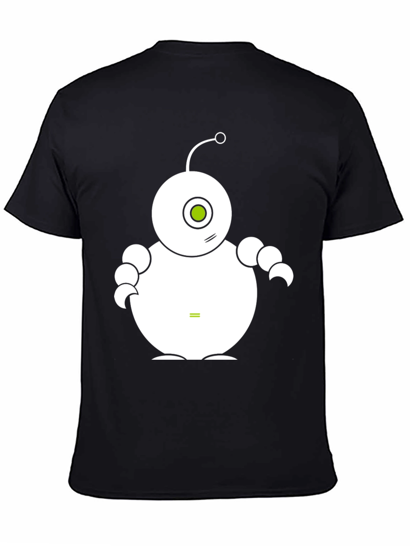Cute Robot Graphic Tee - Black Cotton T-Shirt