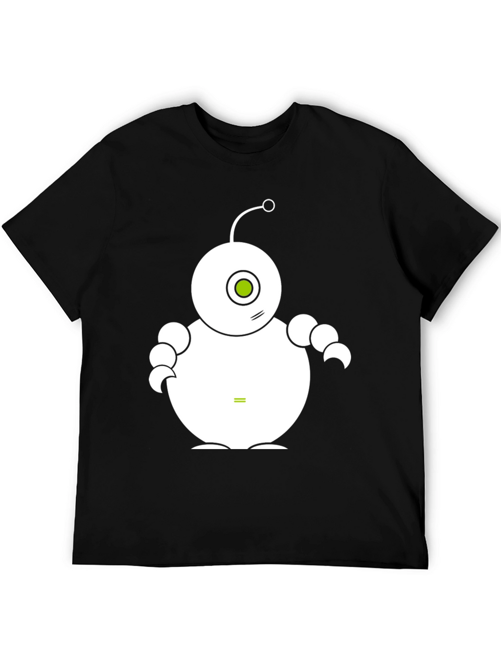 Cute Robot Graphic Tee - Black Cotton T-Shirt
