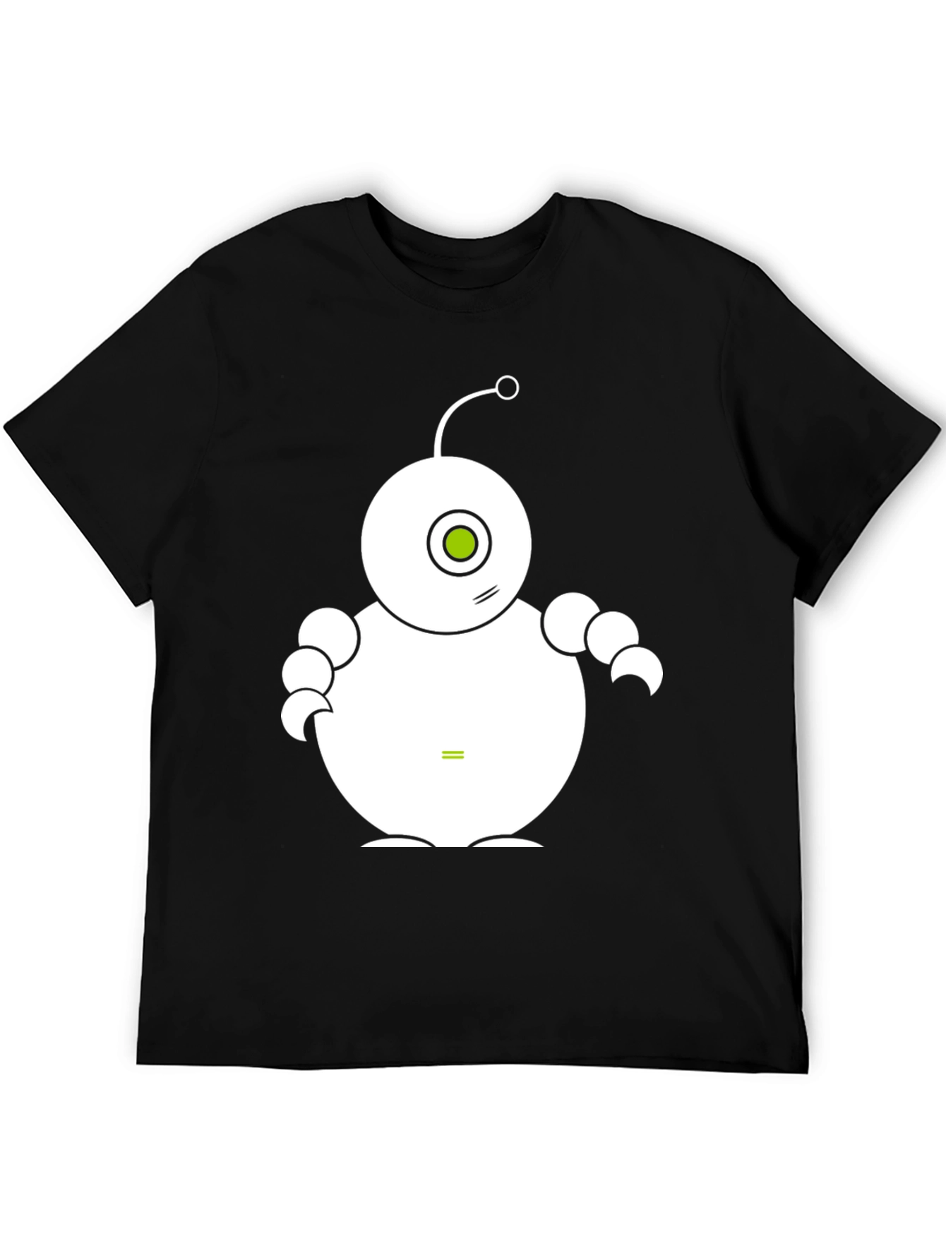 Cute Robot Graphic Tee - Black Cotton T-Shirt
