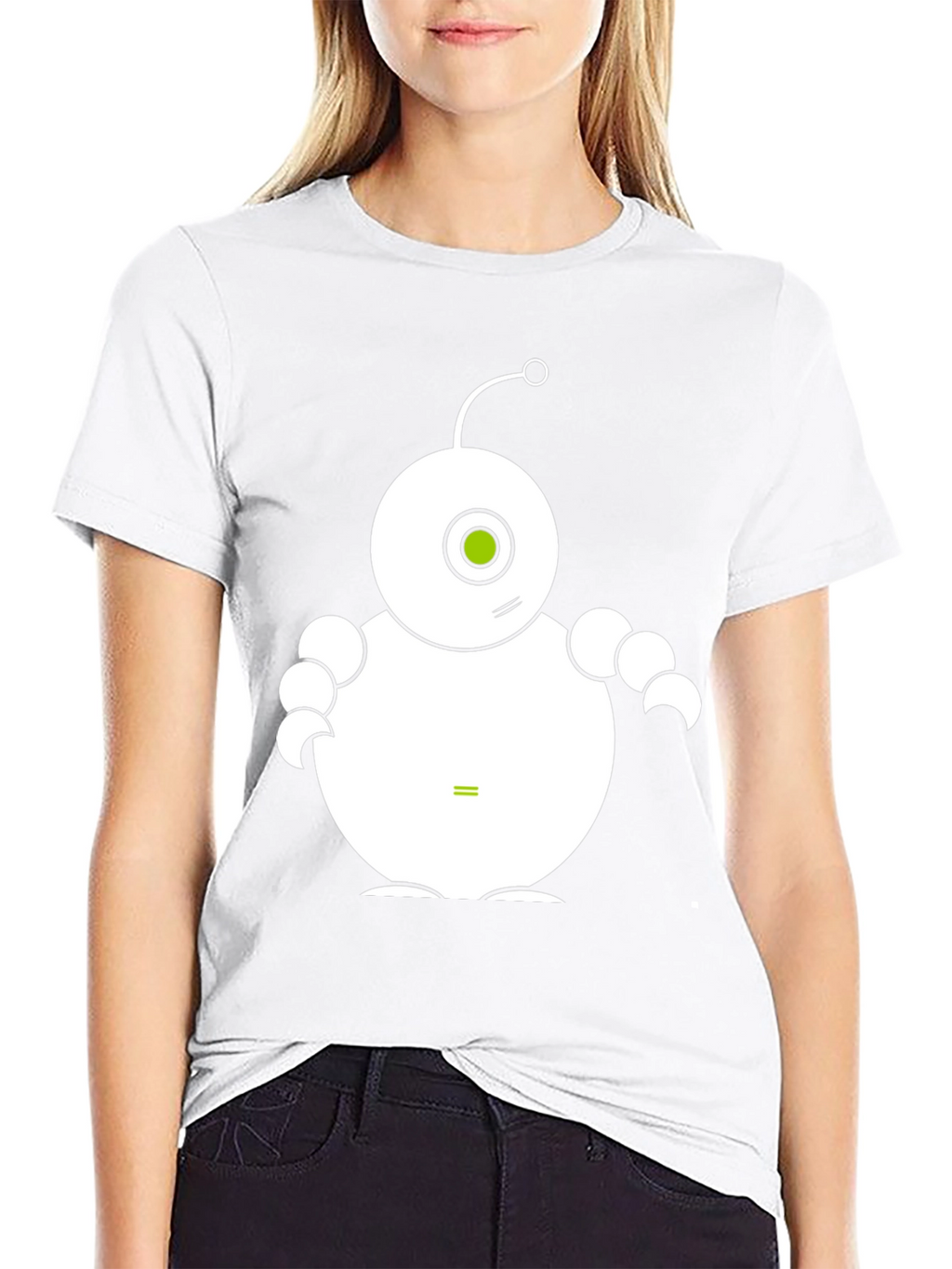 Cute Robot Graphic Tee - Black Cotton T-Shirt