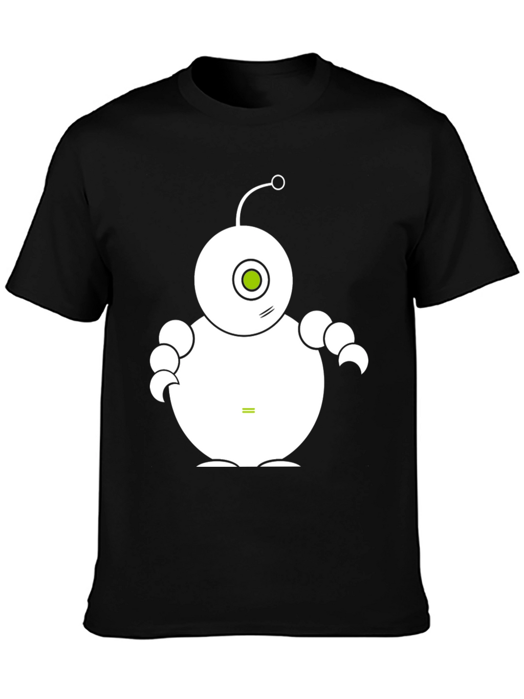 Cute Robot Graphic Tee - Black Cotton T-Shirt