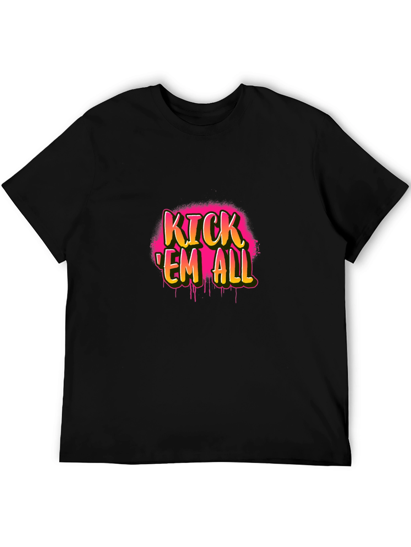 Kick Em All Graphic Tee - Black Cotton T-Shirt