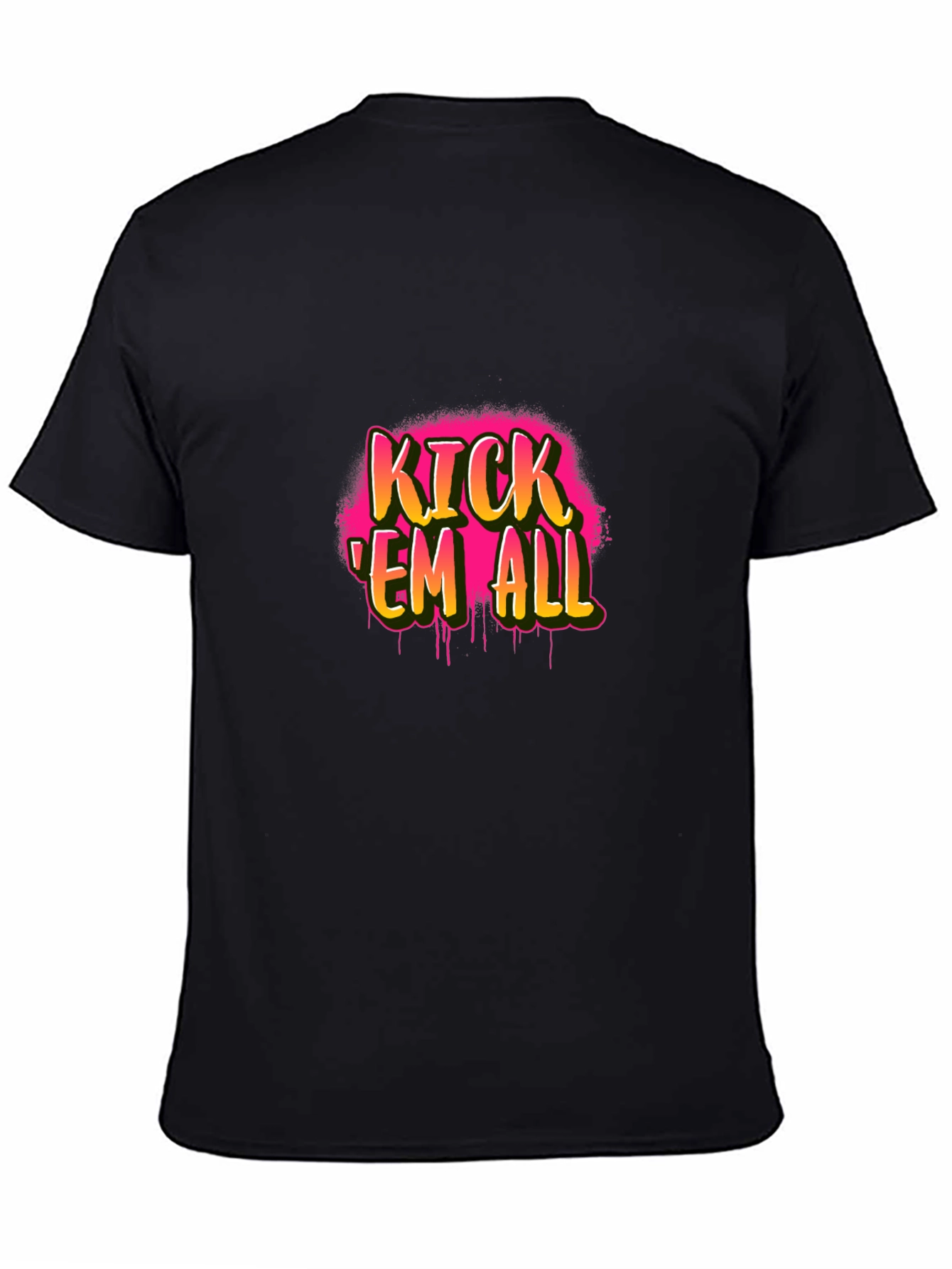 Kick Em All Graphic Tee - Black Cotton T-Shirt