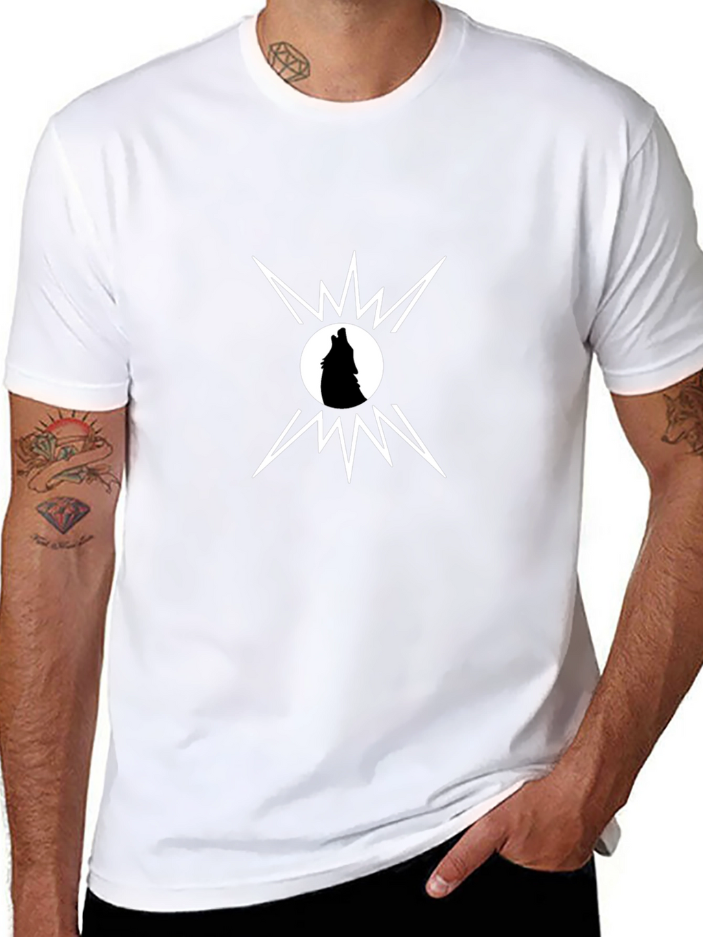 Wolf Silhouette Graphic Print Black T-Shirt
