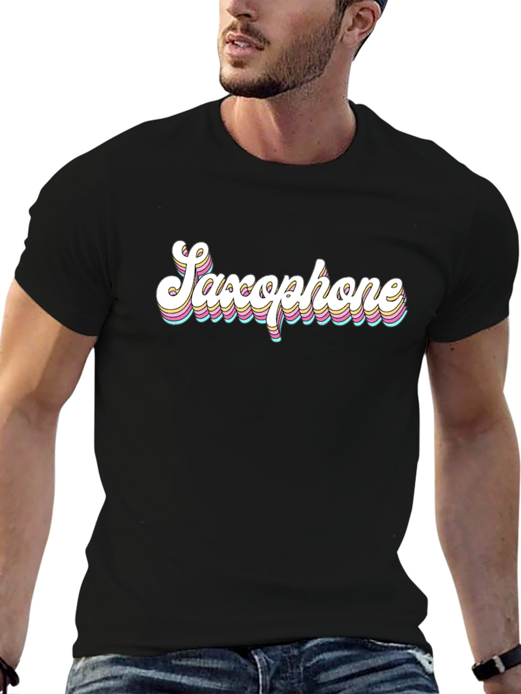 Saxophone Graphic Tee - Retro Music Shirt