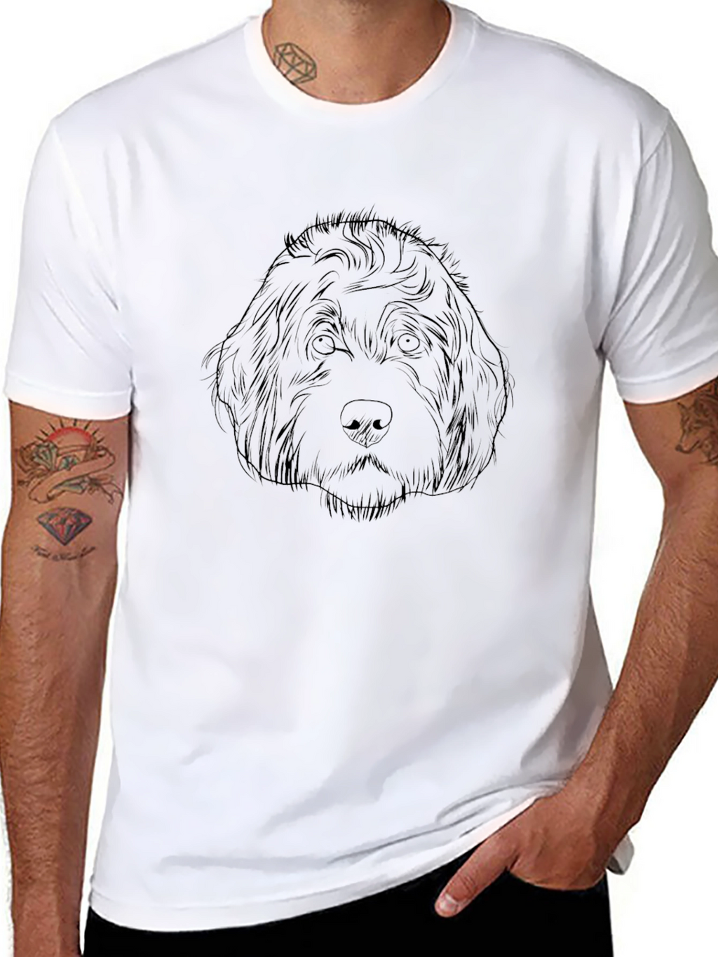 Dog Outline Graphic Print Black T-Shirt