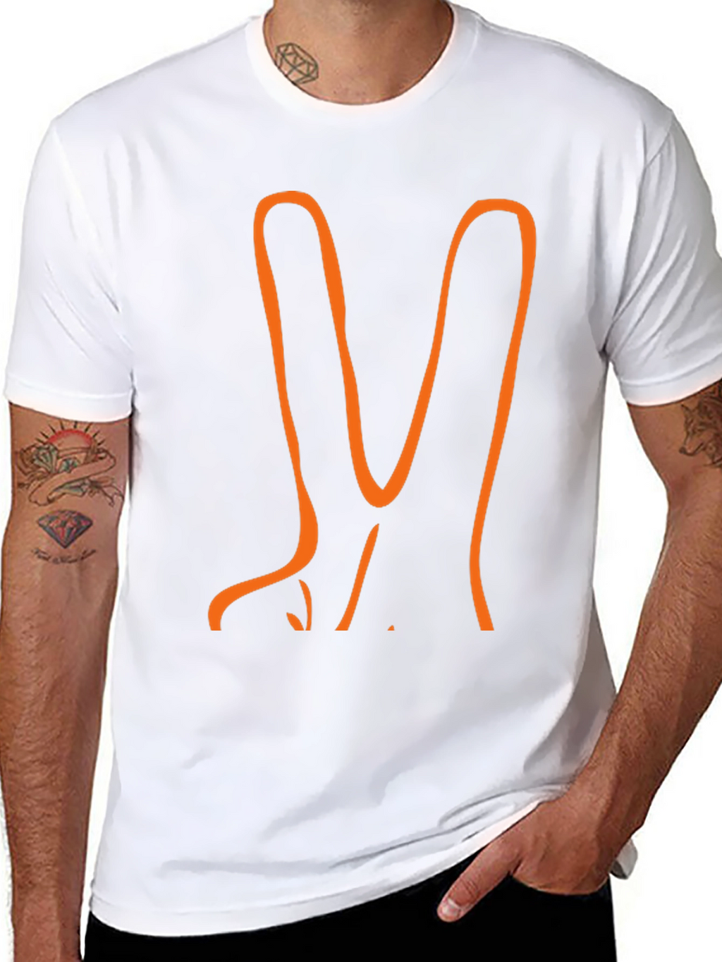 Orange Peace Sign Black T-Shirt
