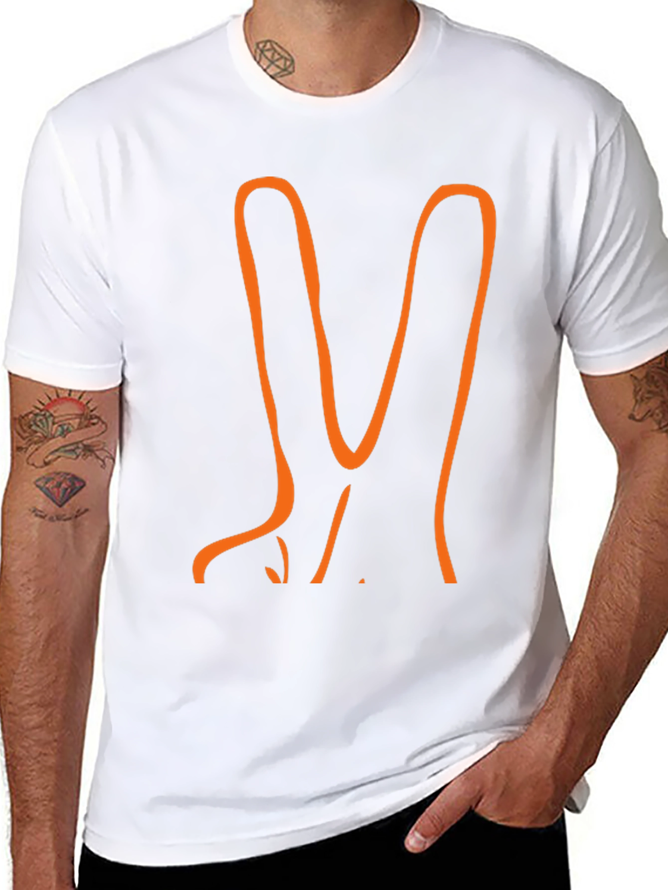 Orange Peace Sign Black T-Shirt