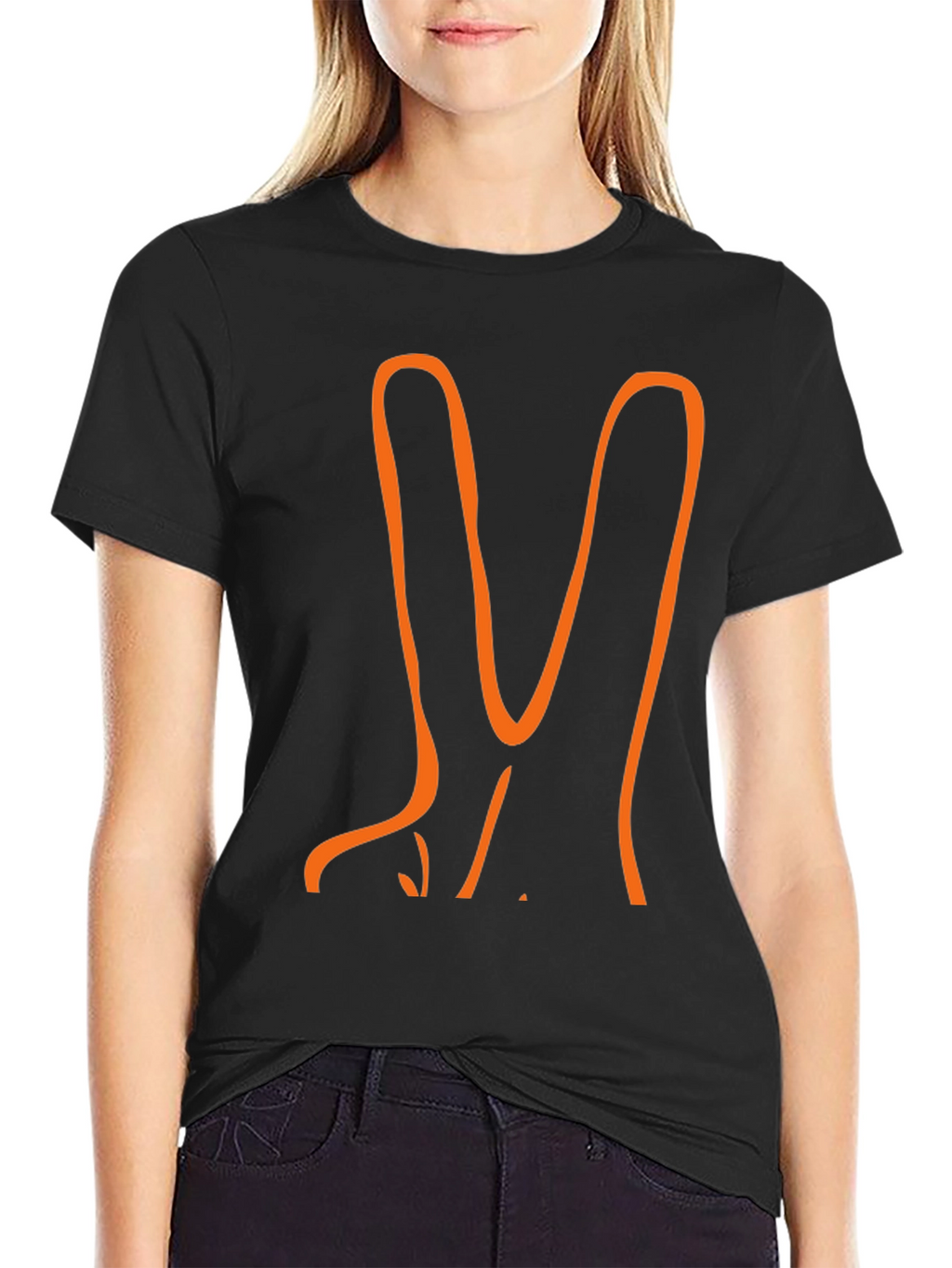 Orange Peace Sign Black T-Shirt