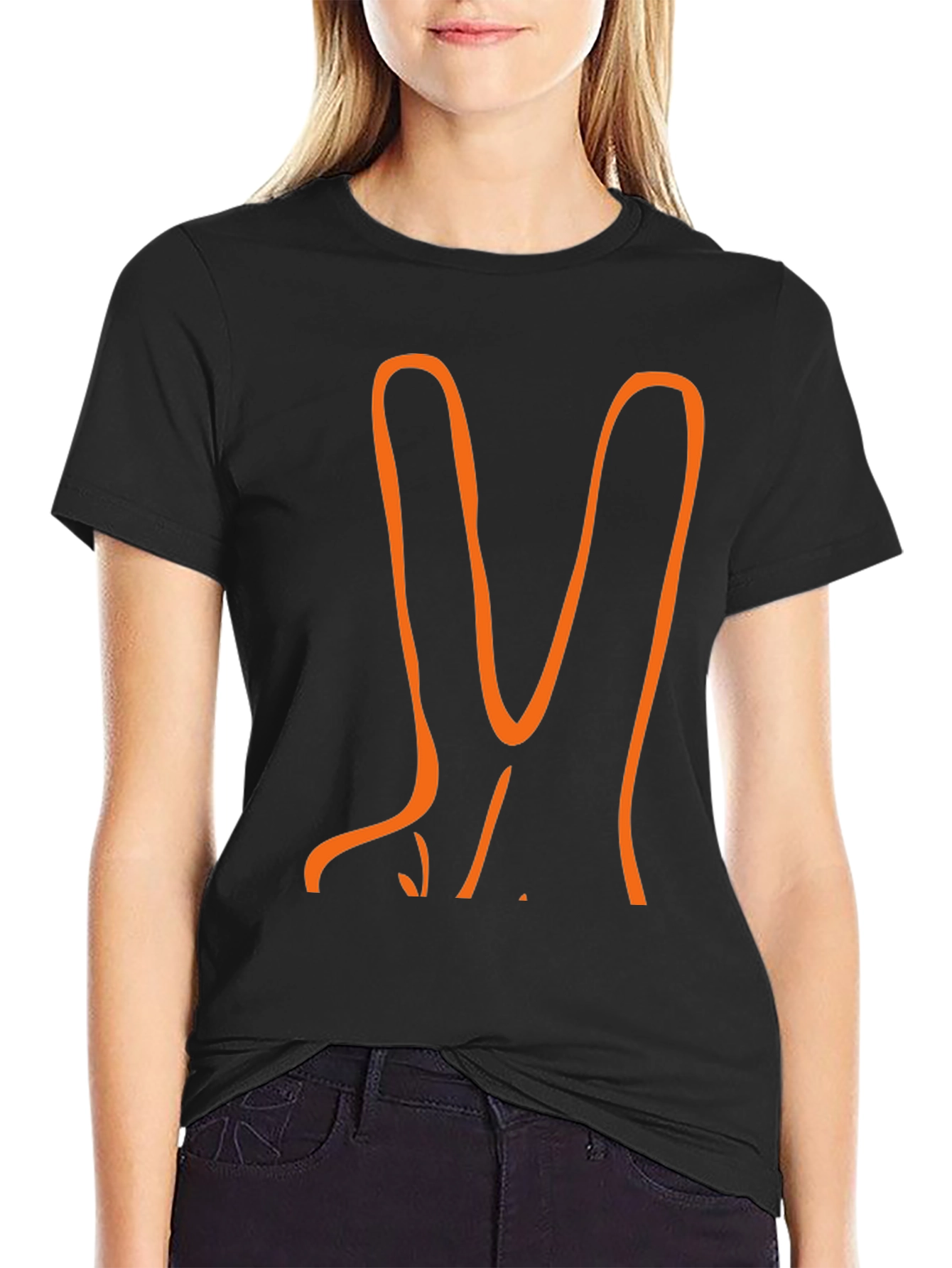 Orange Peace Sign Black T-Shirt