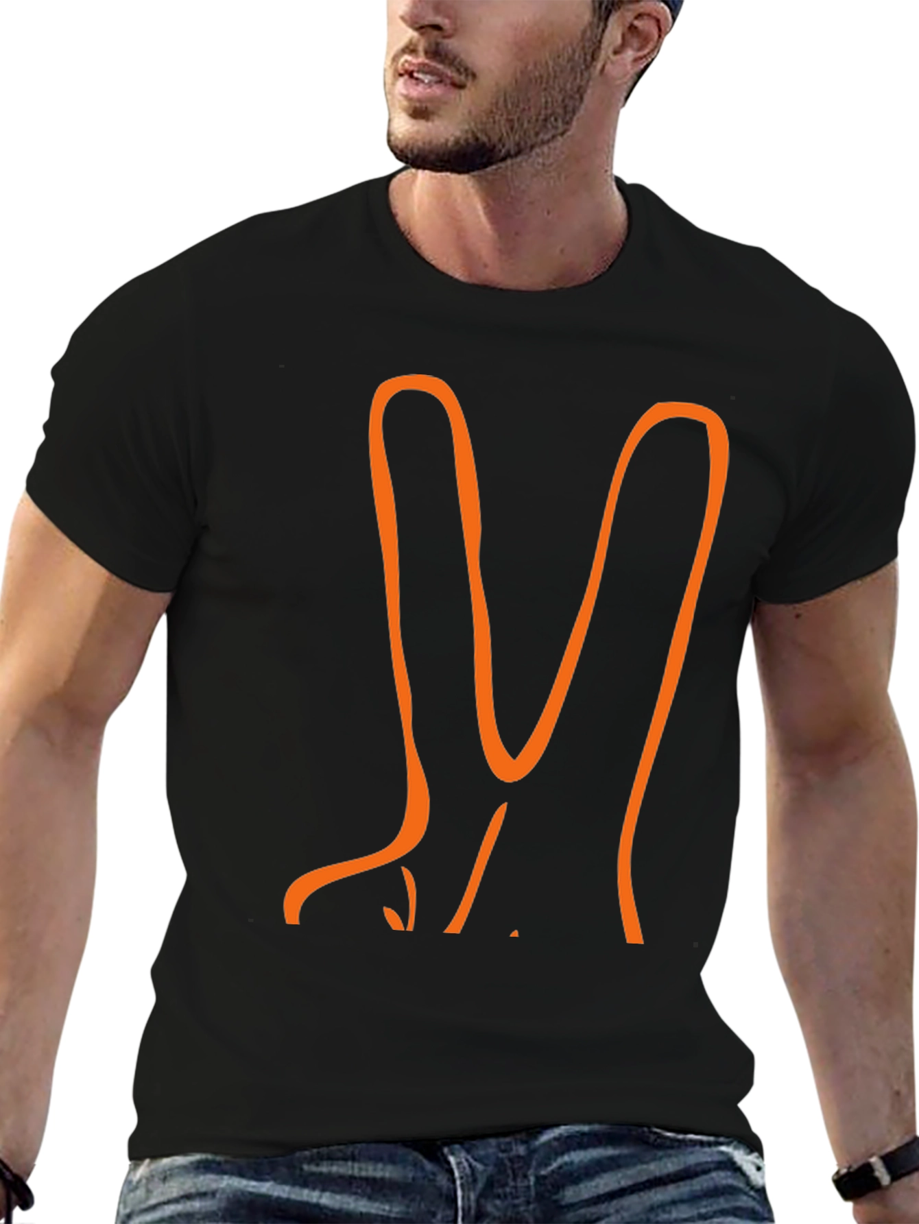 Orange Peace Sign Black T-Shirt
