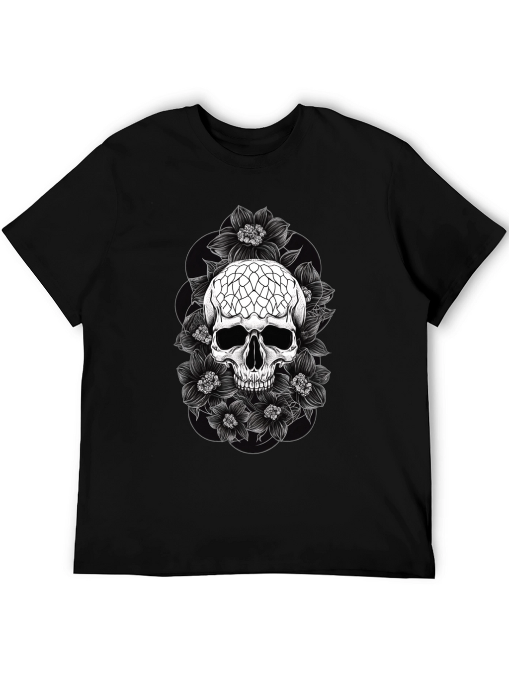 Skull & Flower Graphic Tee - Dark Aesthetic T-Shirt