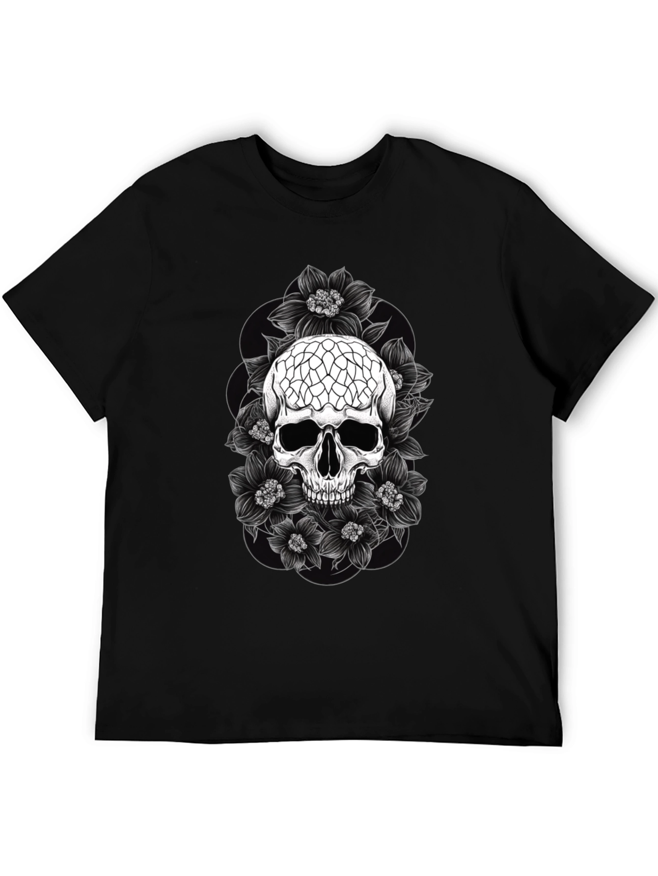 Skull & Flower Graphic Tee - Dark Aesthetic T-Shirt