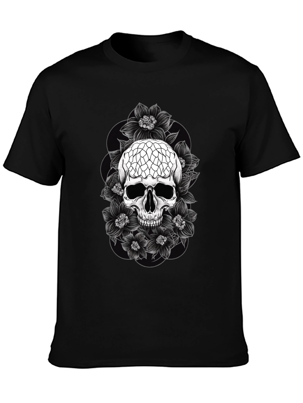 Skull & Flower Graphic Tee - Dark Aesthetic T-Shirt