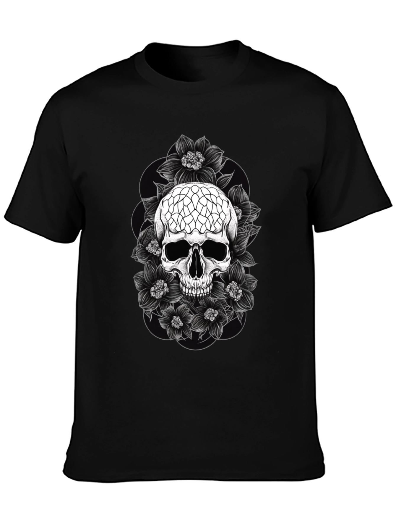 Skull & Flower Graphic Tee - Dark Aesthetic T-Shirt